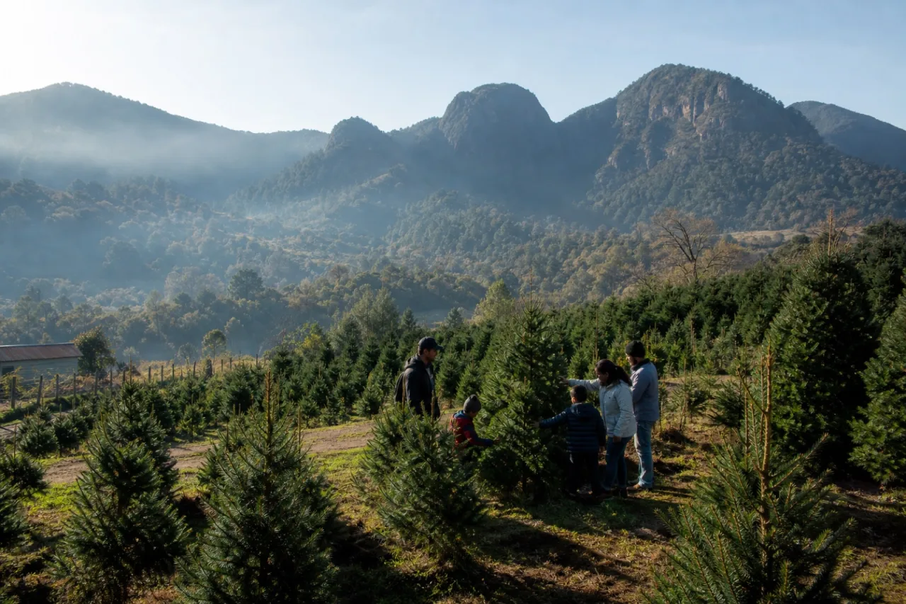 Ranchos navideños de pino cerca de Las Vigas.