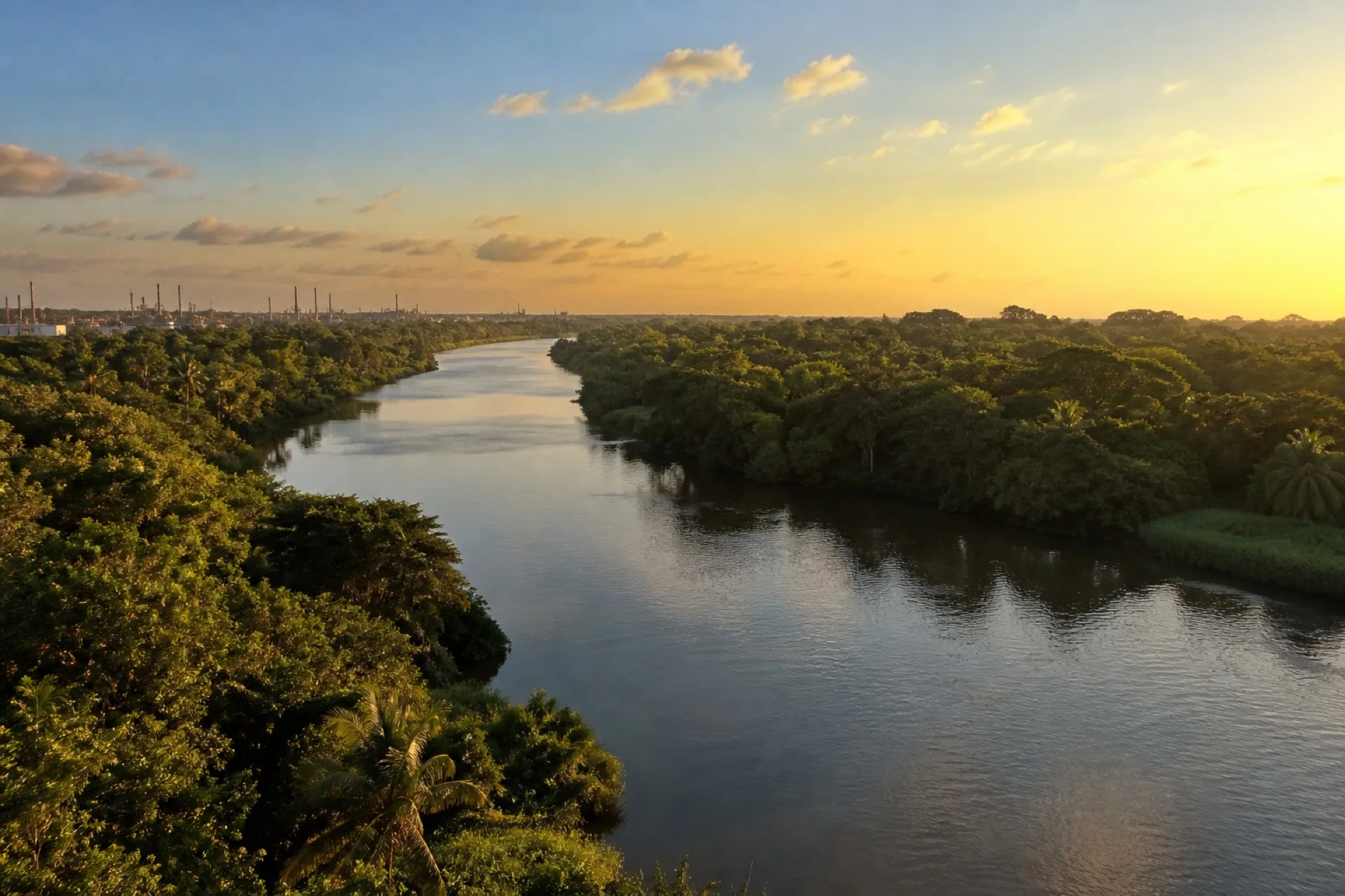 Sistema fluvial del Río Cazones entre llanura y costa.