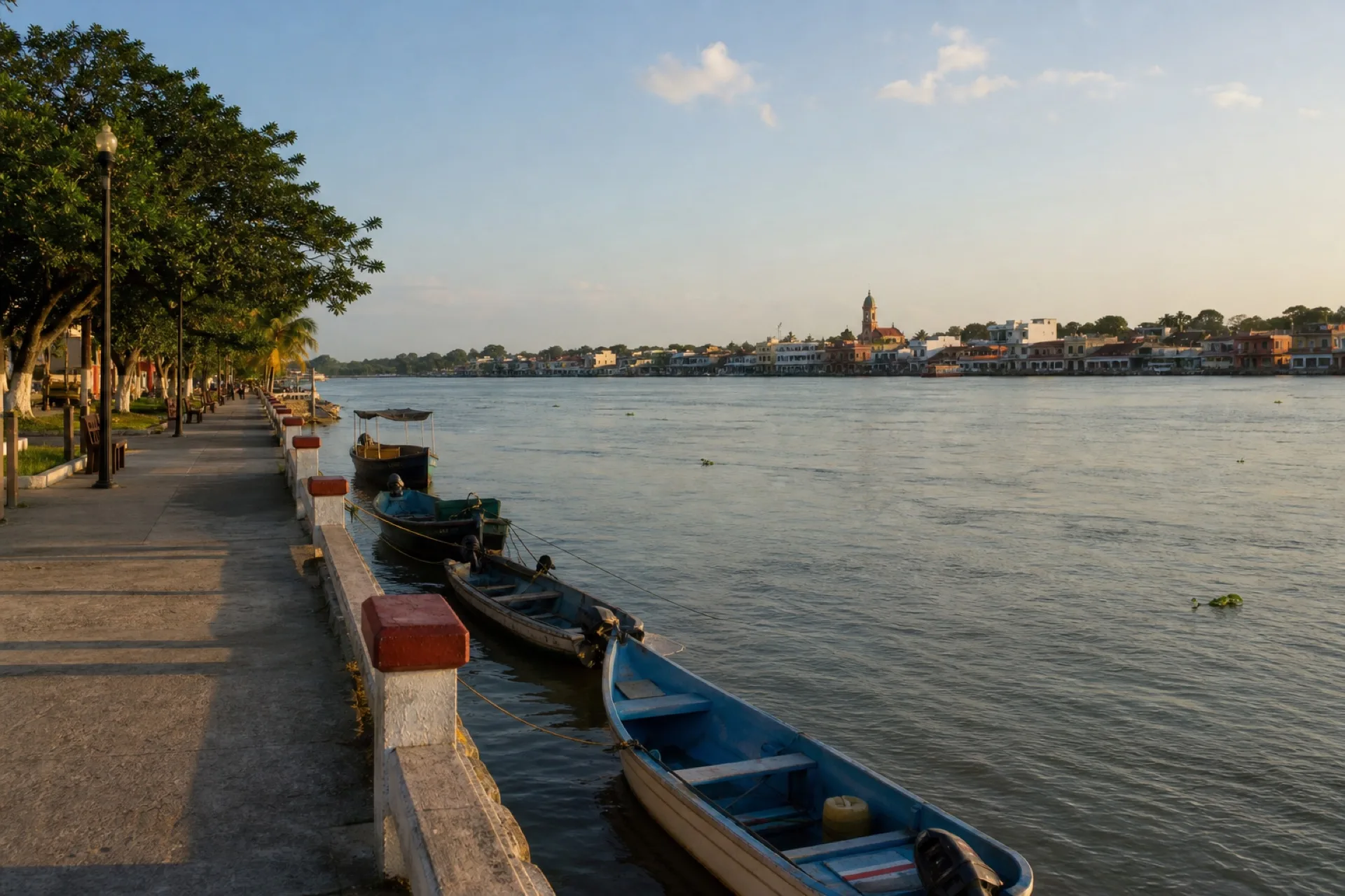 Ribera y malecón de Cosamaloapan sobre el Papaloapan.