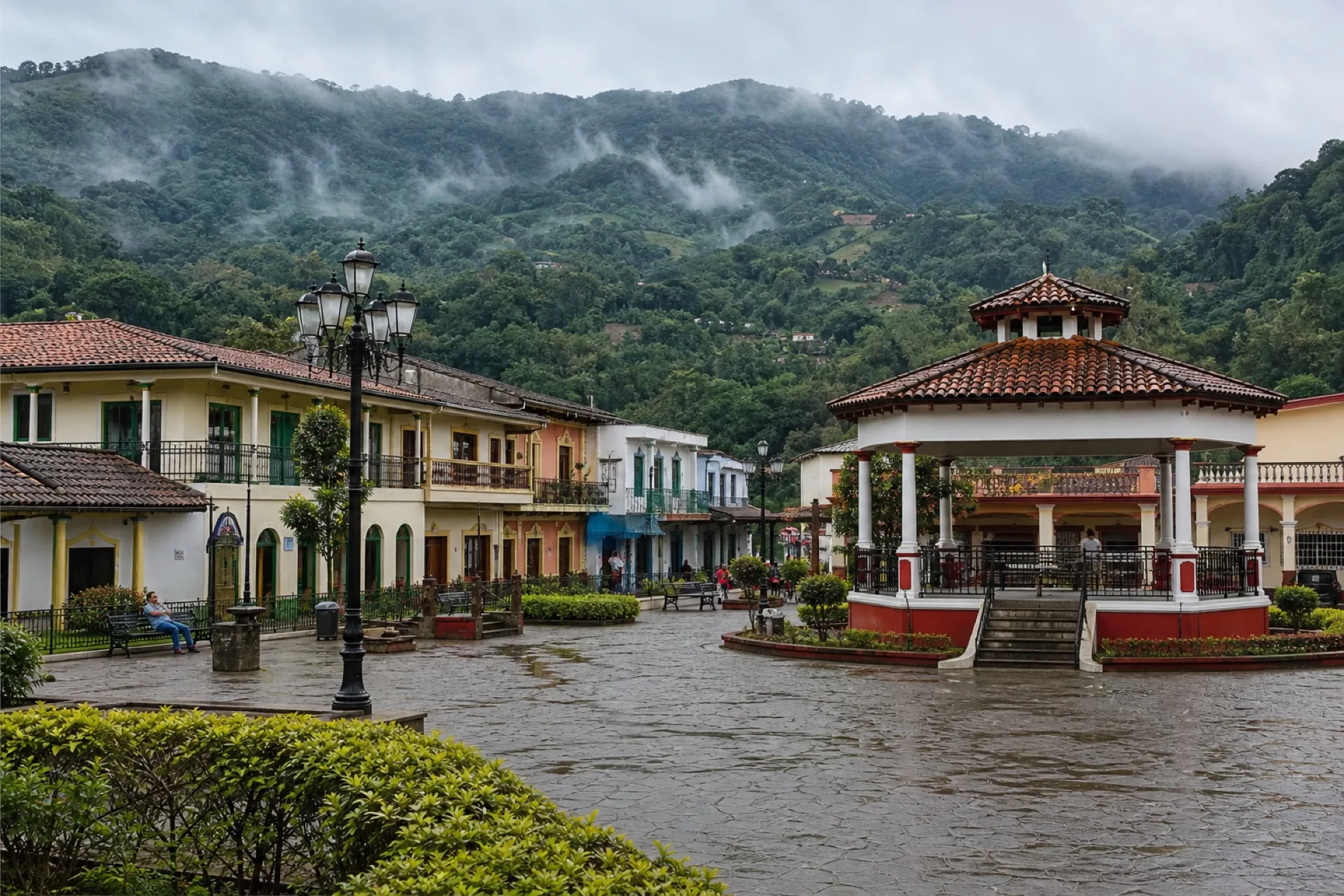 Plaza del centro de Ixhuatlán del Café.