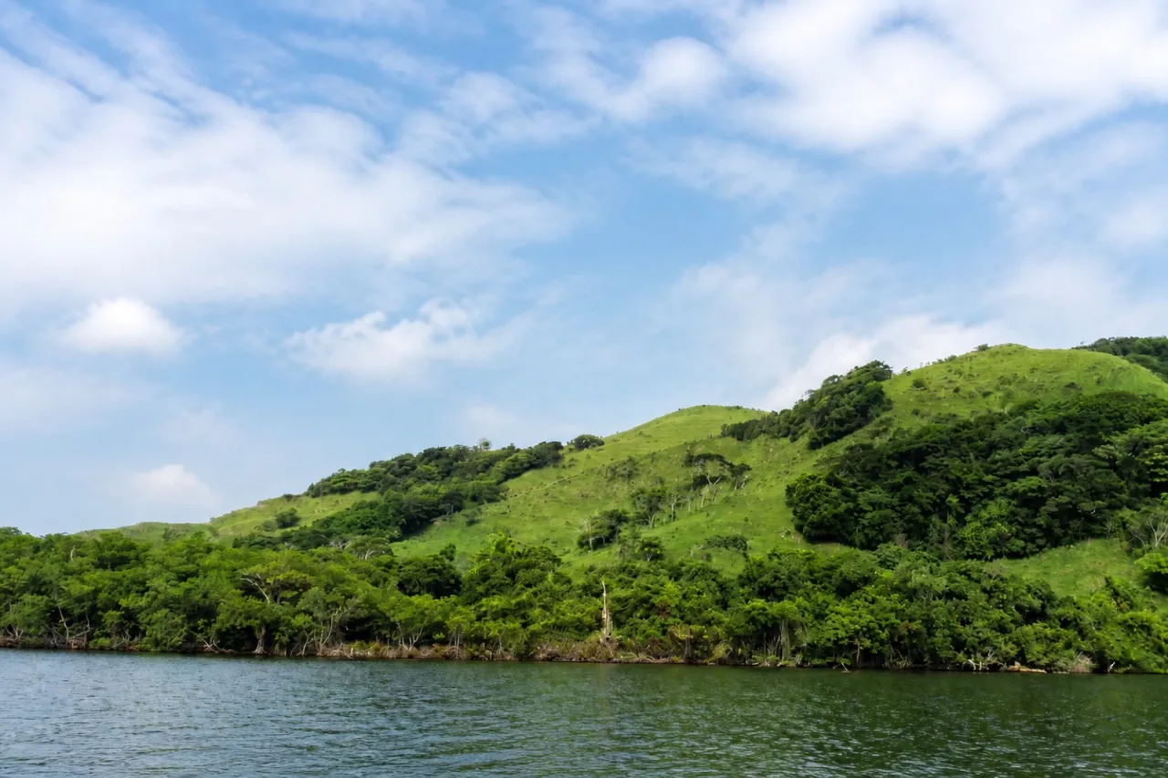 Laguna de Sontecomapan con manglar y lomerío selvático.