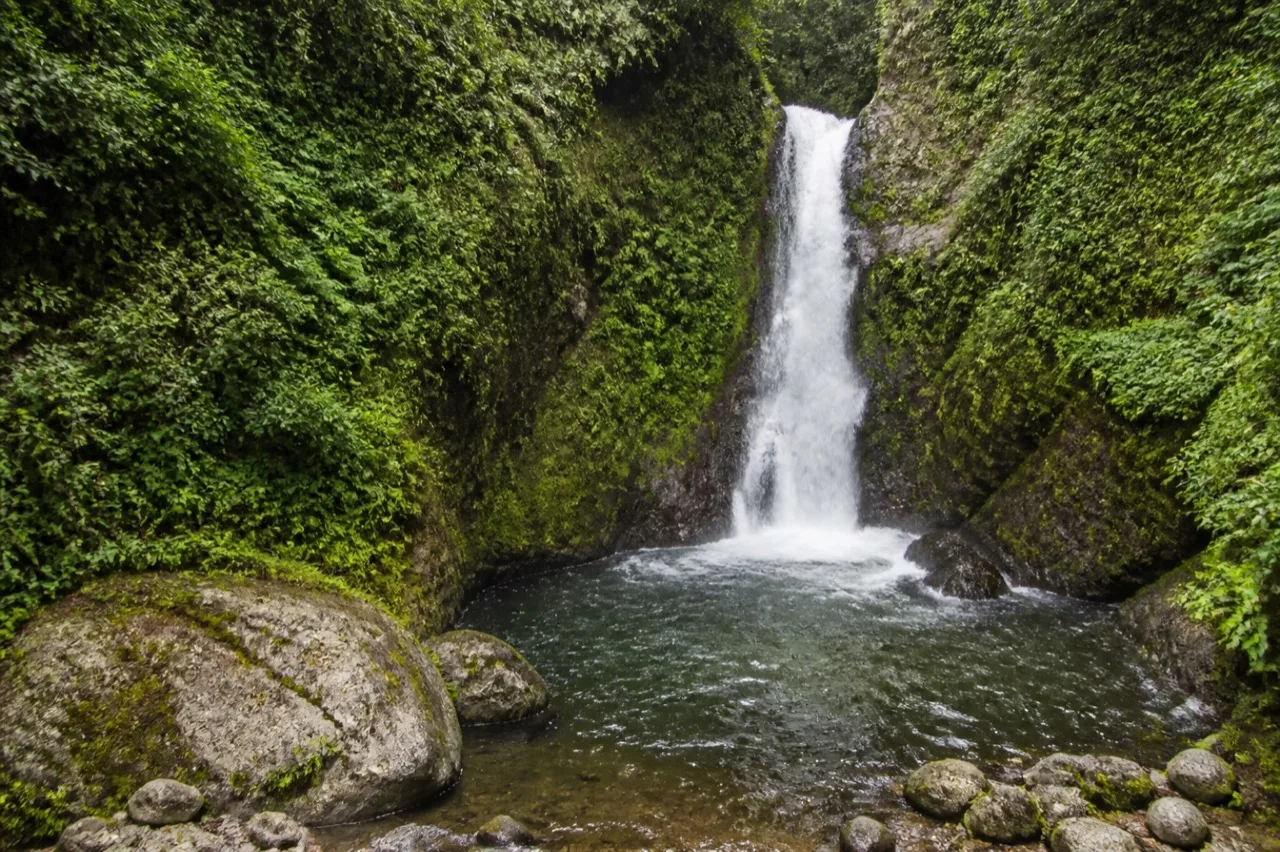 Cascada La Escuadra en una barranca verde cerca de Naolinco.